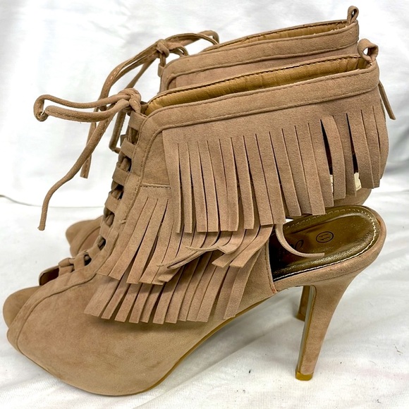 Dots platform fringe heels ladies sz 11 - Picture 5 of 5